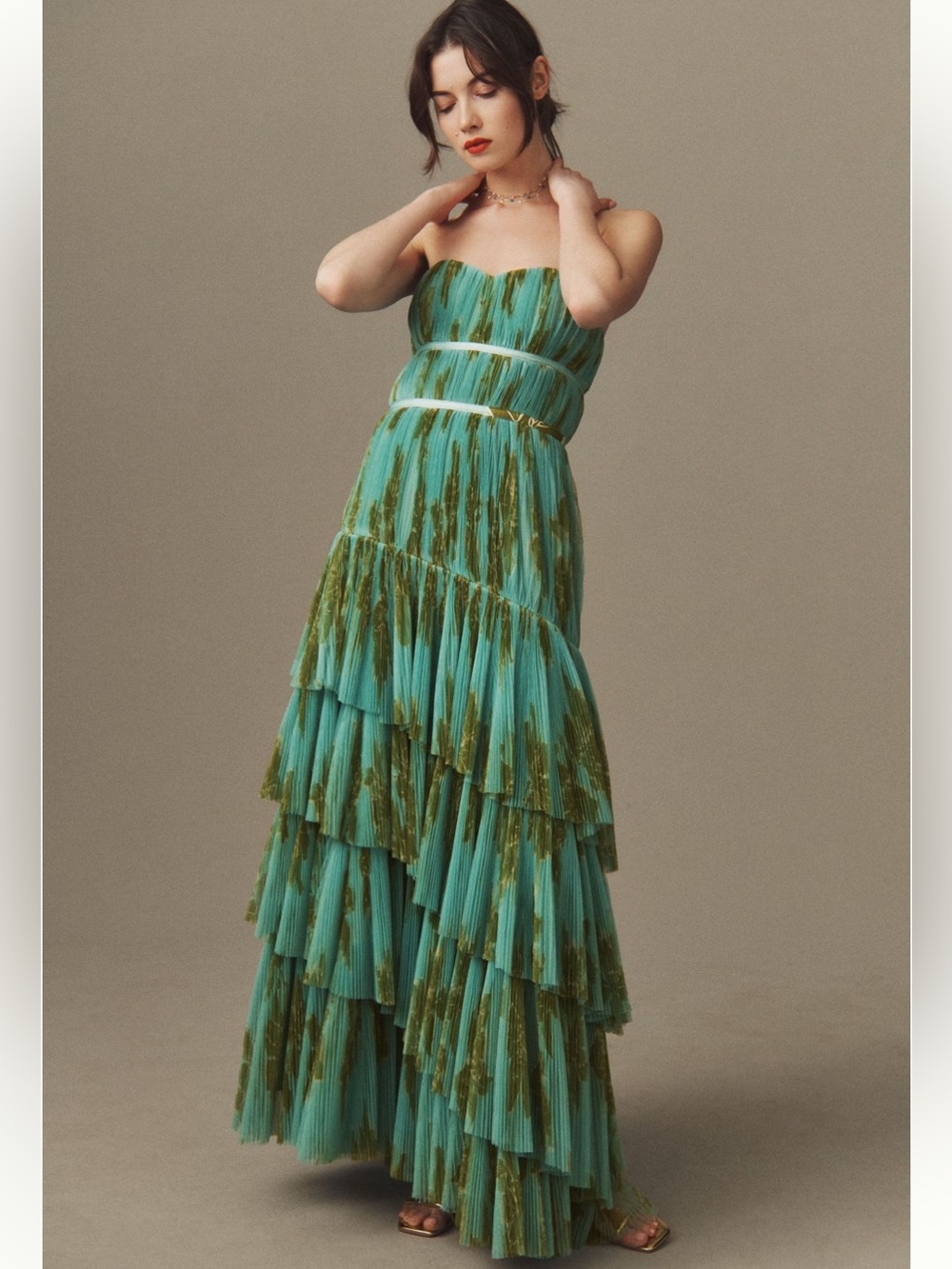 Anthropologie Hutch Lanza Gown Turquoise 8 NEW
